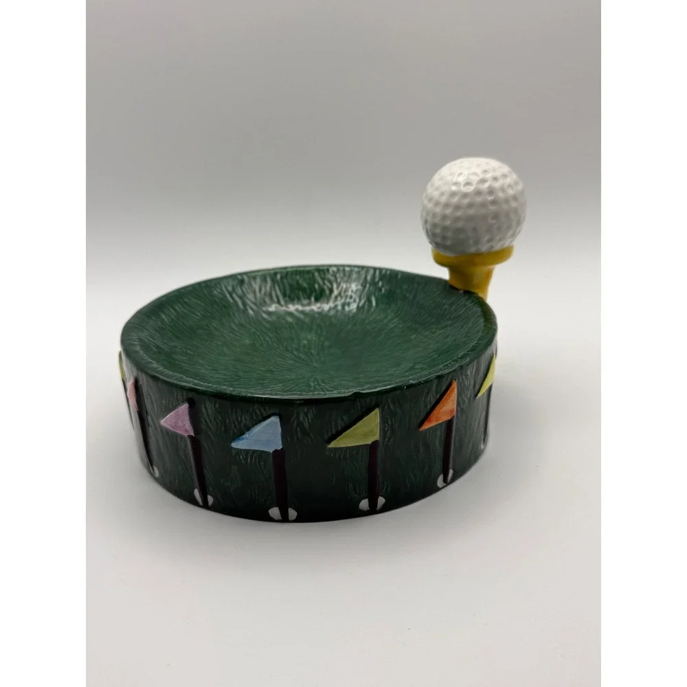 Vtg Ceramic Golf Ball on Tee Decorative Bowl Ashtray Dish Father's Day Gift